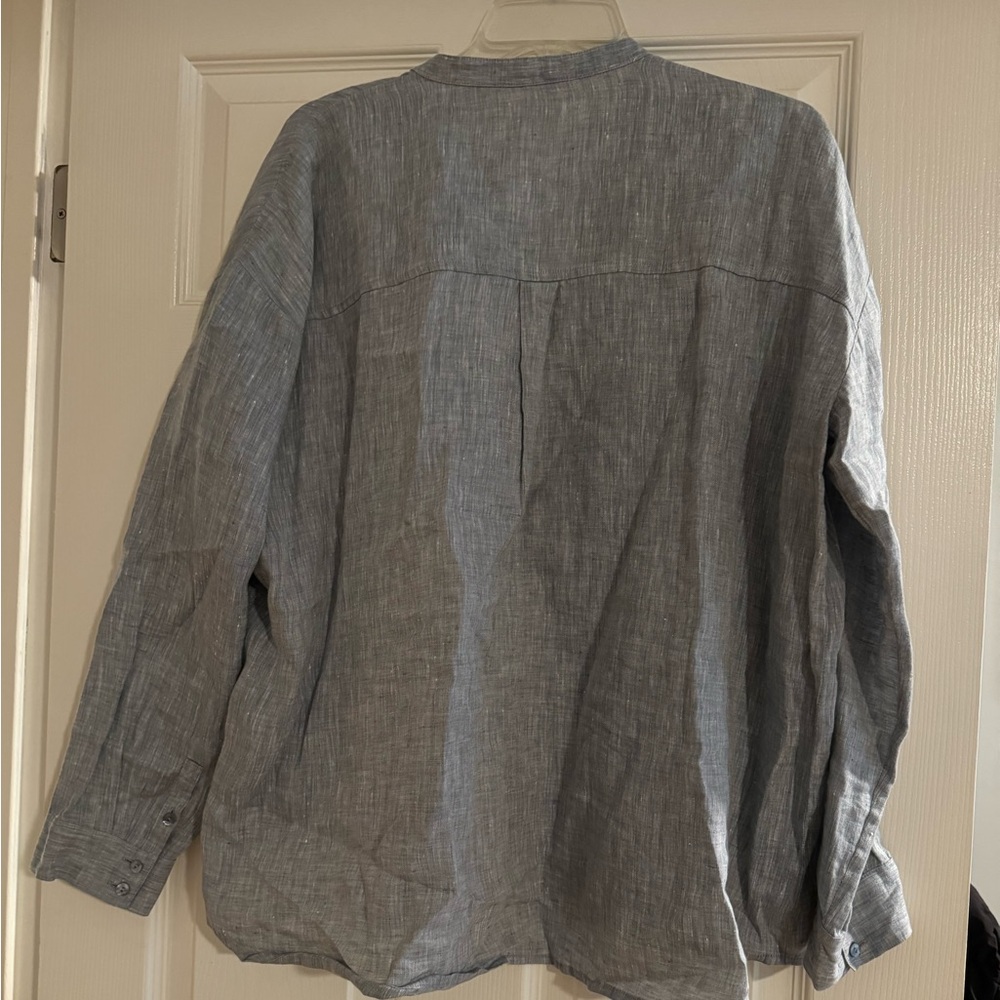 Eileen Fisher Light Gray XS Organic Linen Top